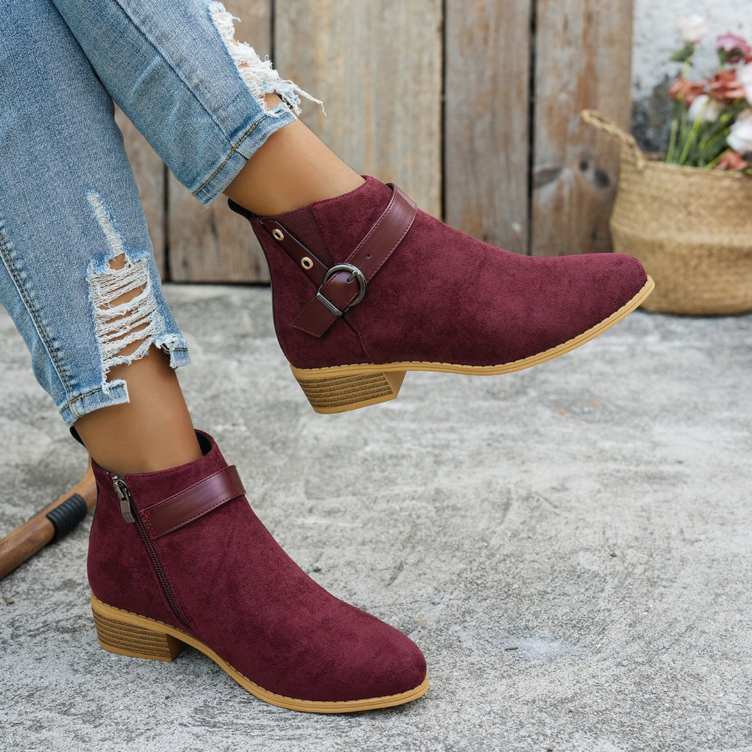 Damen modische Stiefeletten mit elegantem Riemen und rutschfester Sohle EB
