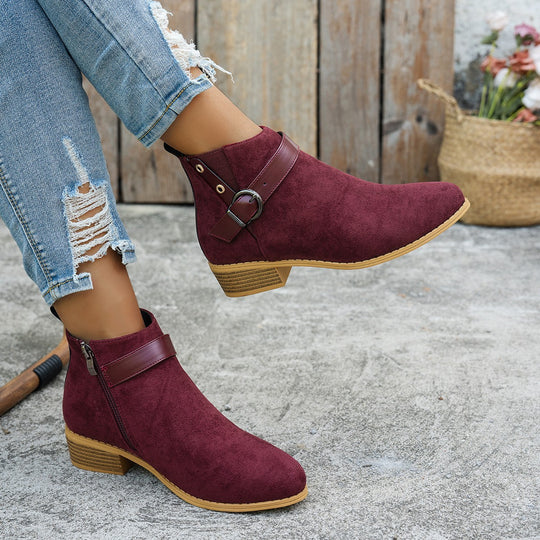 Damen modische Stiefeletten mit elegantem Riemen und rutschfester Sohle EB