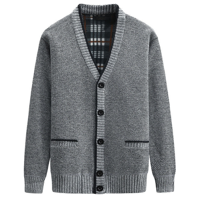 Herren stilvolle Strickjacke mit V-Ausschnitt und liebevollen Details EB
