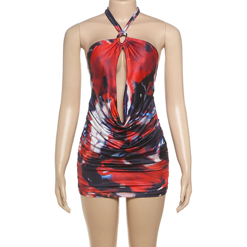 Damen Mini Kleid mit schickem Wickeldesign und tiefem Ausschnitt EB