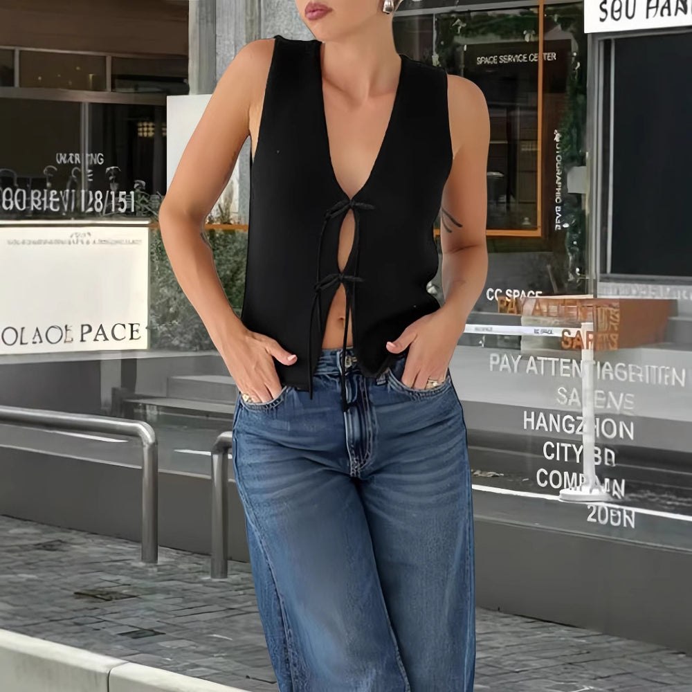 Damen Crop-Oberteil mit raffiniertem Schnürdesign EB