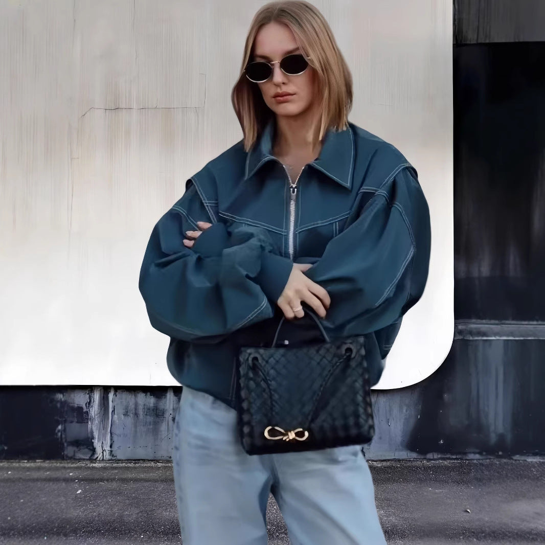 Damen lässige Oversized-Bomberjacke EB
