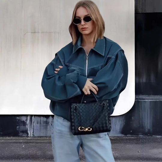 Damen lässige Oversized-Bomberjacke EB