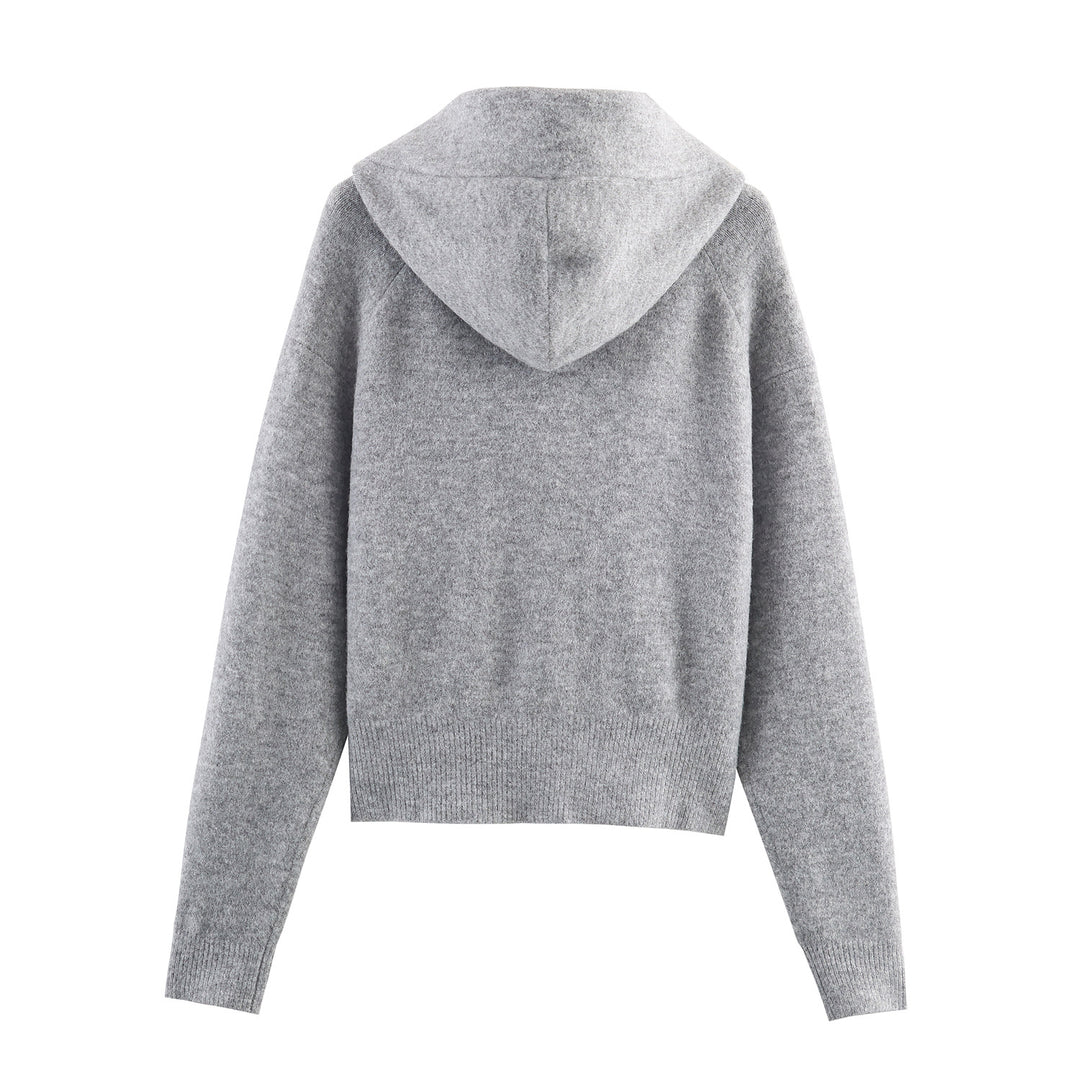 Damen Strickjacke mit Kapuze und dekorativem Schleifenverschluss EB