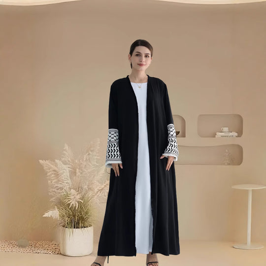 Damen Elegante Kaftan-Jacke mit dekorativen Ärmeln und Gürtel EB