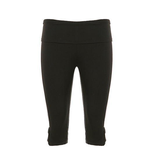 Damen Sportliche Capri-Hosen mit hohem Bund und seitlichem Reißverschluss EB