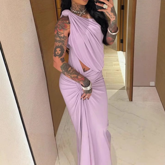Damen Elegantes Wickeldress mit asymmetrischem Schnitt und Rüschendetails EB