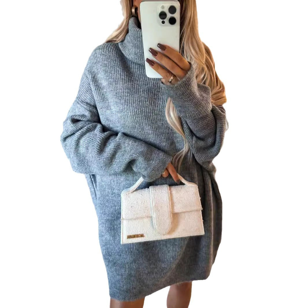 Damen lässiger Strickpullover mit voluminösen Ärmeln und feiner Struktur EB