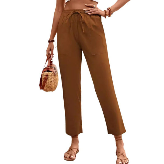 Damen lässige Chino-Hose mit elastischem Bund EB