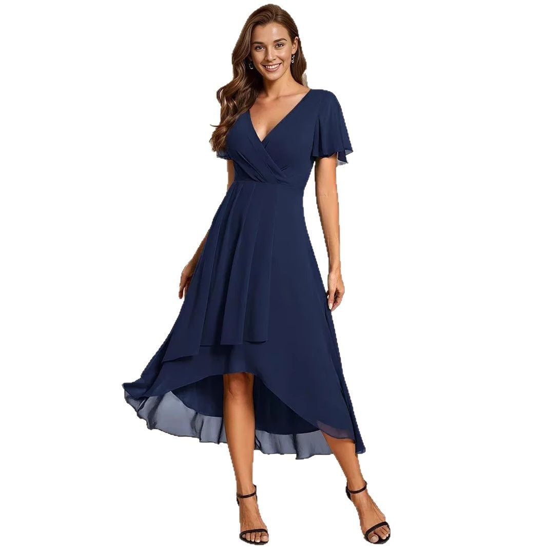 Damen Elegantes Wickelkleid mit asymmetrischem Saum EB