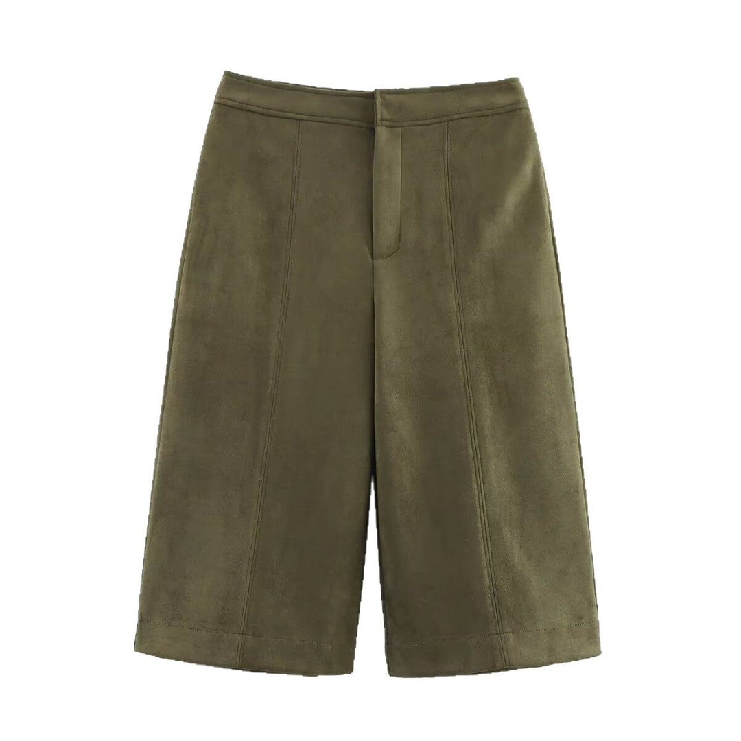 Damen weite Culotte mit eleganter Veloursstruktur und praktischen Taschen EB