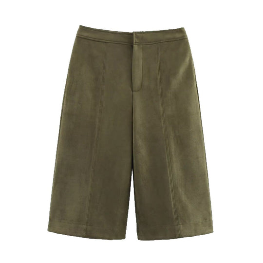 Damen weite Culotte mit eleganter Veloursstruktur und praktischen Taschen EB