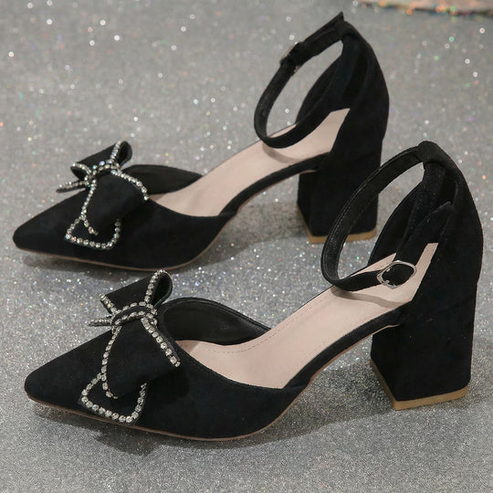 Damen elegante Slingback-Pumps mit funkelnden Schleifendetails EB