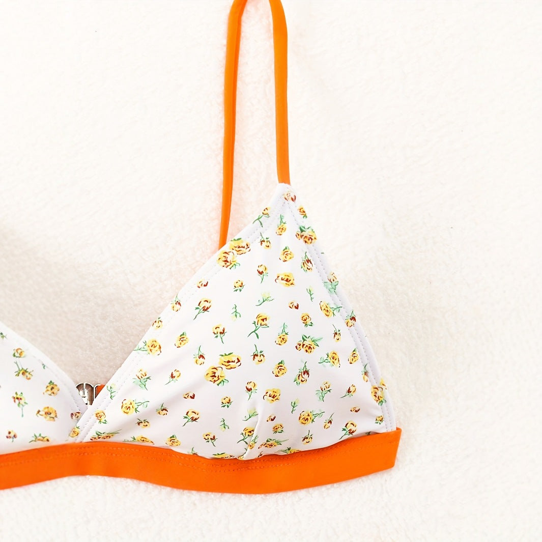 Damen Blumenmuster Bikini mit raffinierter Schnittführung EB