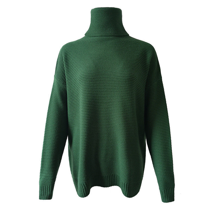 Damen Grobstrickpullover mit hohem Kragen und lässiger Passform EB