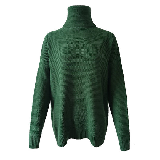 Damen Grobstrickpullover mit hohem Kragen und lässiger Passform EB