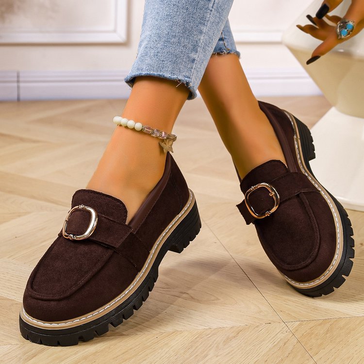 Damen Mokassins mit trendigem Schnallen-Design und rutschfester Profilsohle EB