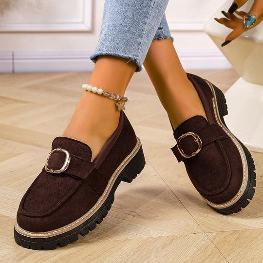 Damen Mokassins mit trendigem Schnallen-Design und rutschfester Profilsohle EB