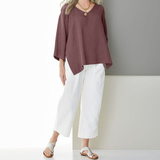 Damen Leichtes Leinenoberteil EB