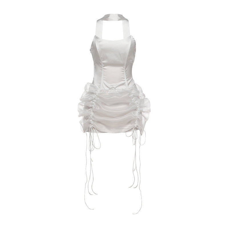 Damen Minikleid mit raffiniertem Drapierungsdesign und verstellbaren Trägern EB