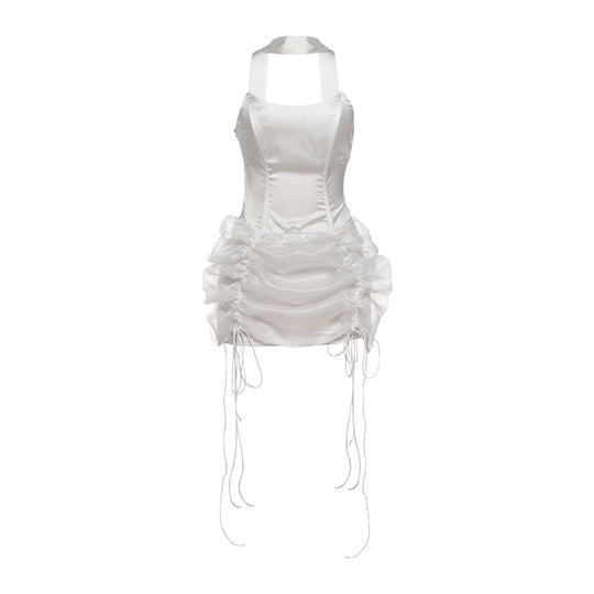 Damen Minikleid mit raffiniertem Drapierungsdesign und verstellbaren Trägern EB