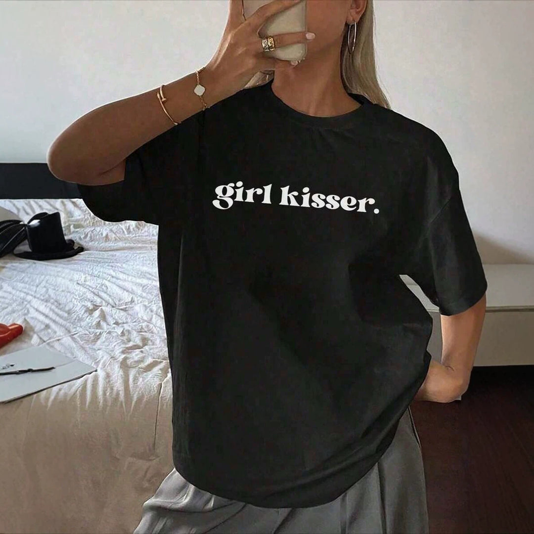 Damen Oversized T-Shirt mit kreativem Schriftzug EB