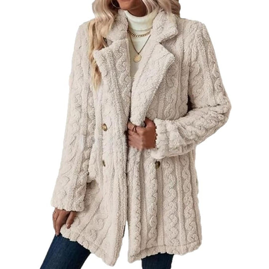 Damen Kapuzenmantel mit strukturiertem Design und großen Knöpfen EB