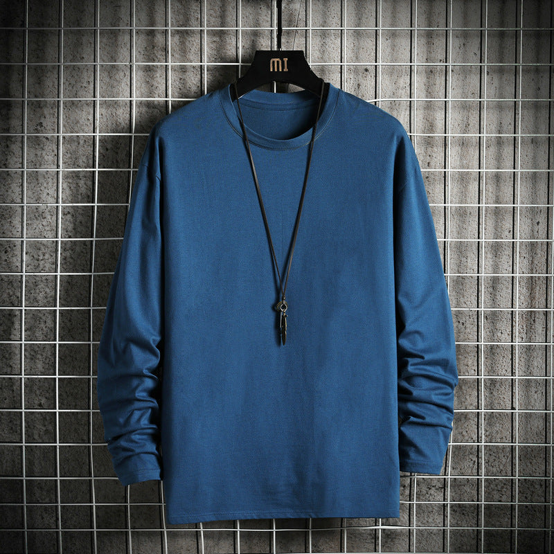 Herren nan lässiges Baumwoll-Basic-Langarmshirt mit Rundhals, Relaxed Fit und verstärkter Saumverarbeitung EB