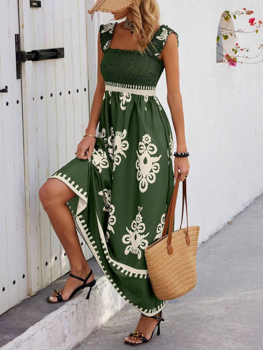 EB | Bedrucktes Brustwickelkleid im Urlaubsstil