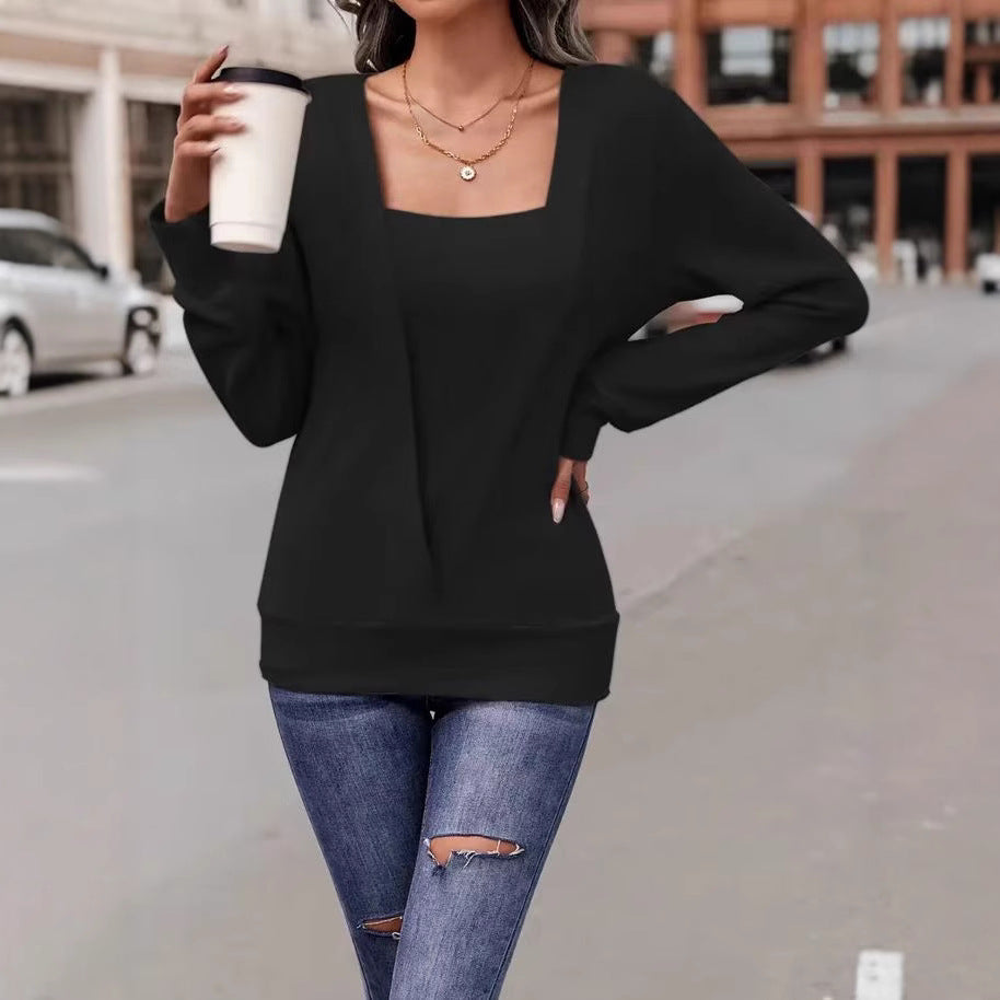 Damen Lässiger V-Ausschnitt Pullover mit asymmetrischem Design EB