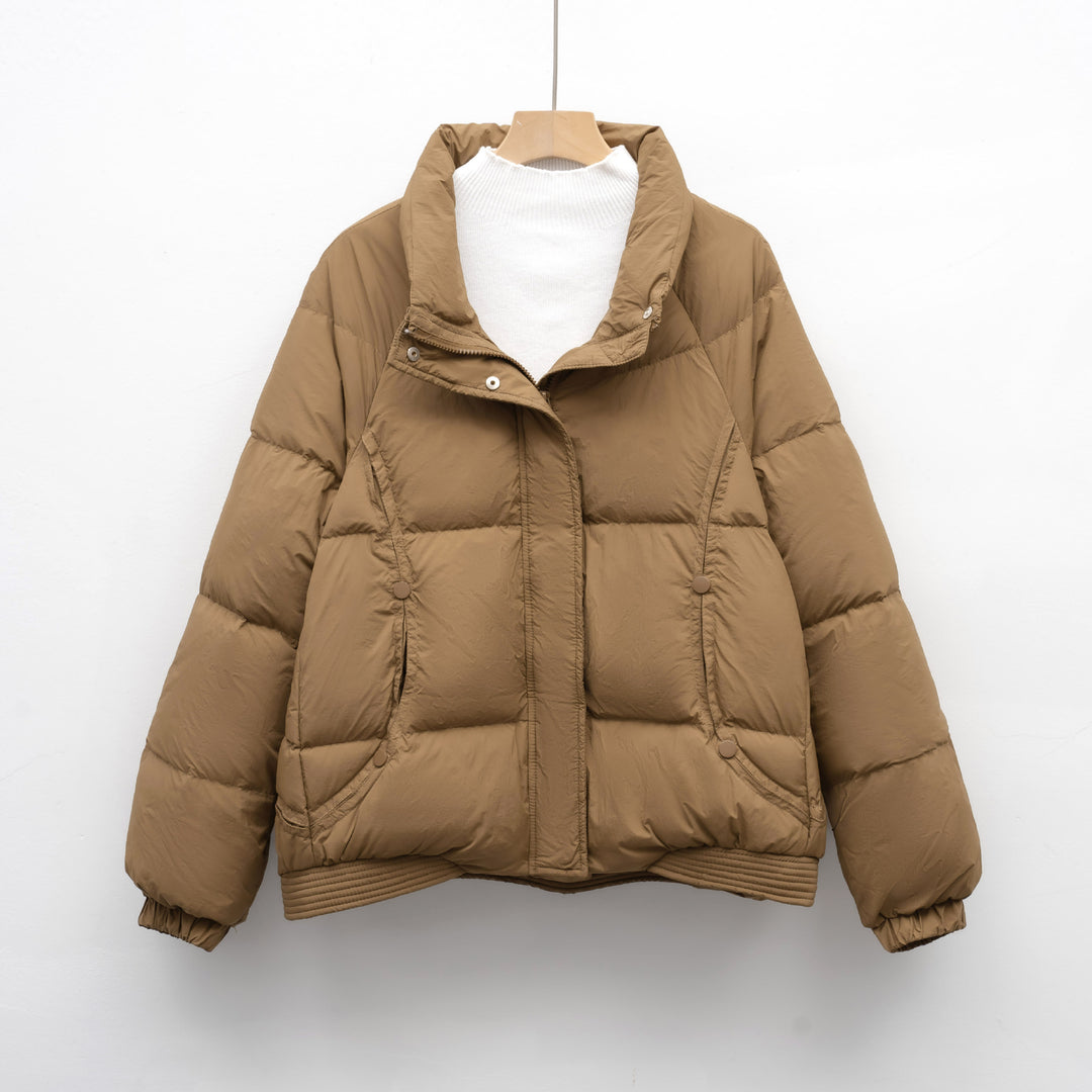 Damen Voluminöse Steppjacke mit modernem Kragen und praktischen Taschen EB