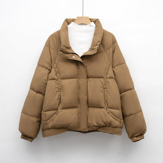 Damen Voluminöse Steppjacke mit modernem Kragen und praktischen Taschen EB
