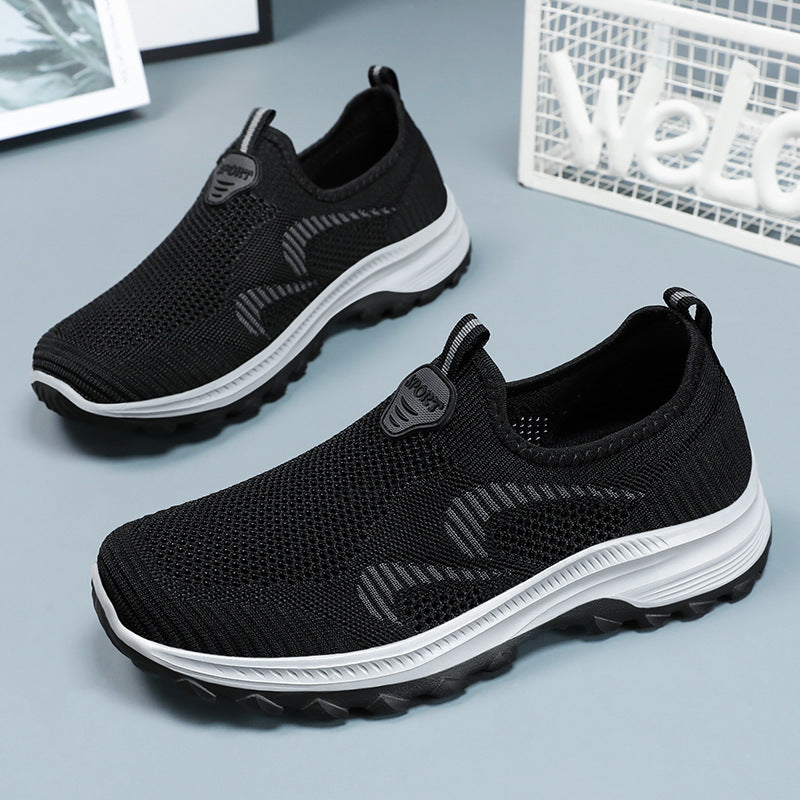 Herren nan elastischer Strick-Slip-On Trekking-Sneaker mit griffiger Profilsohle und ergonomischer Dämpfungssohle EB