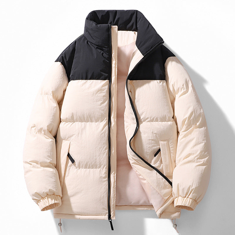 Herren gesteppte Thermo-Steppjacke mit hohem Stehkragen, Zwei-Wege-Reißverschluss und Kordelzugsaum EB