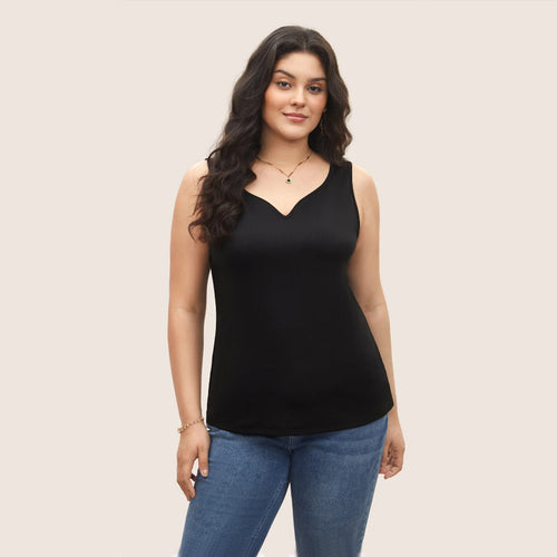 Damen ärmelloses Tanktop mit schwungvollem V-Ausschnitt EB
