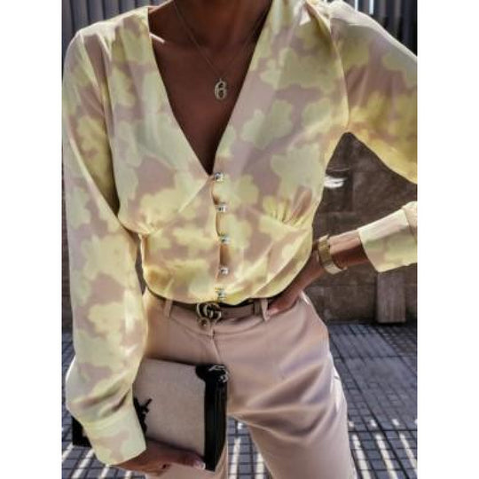 Damen Bluse mit floralem Druck und Knopfleiste EB