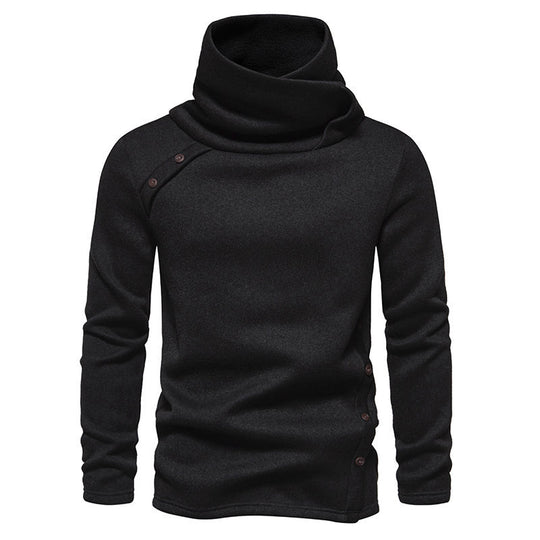 Herren modisches Kapuzenpullover mit asymmetrischem Design und Knopfdetails EB