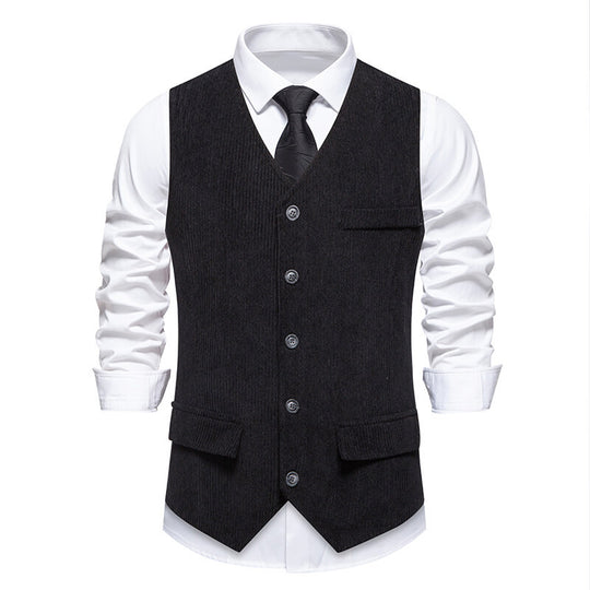 Herren eleganter Anzugweste mit strukturiertem Design und praktischen Taschen EB