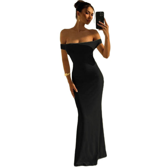 Damen Elegantes Off-Shoulder Maxikleid mit figurbetontem Schnitt EB