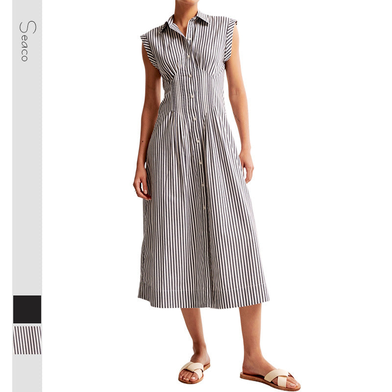 Damen Maxikleid mit Schulterklappen und klassischem Knopfverschluss EB