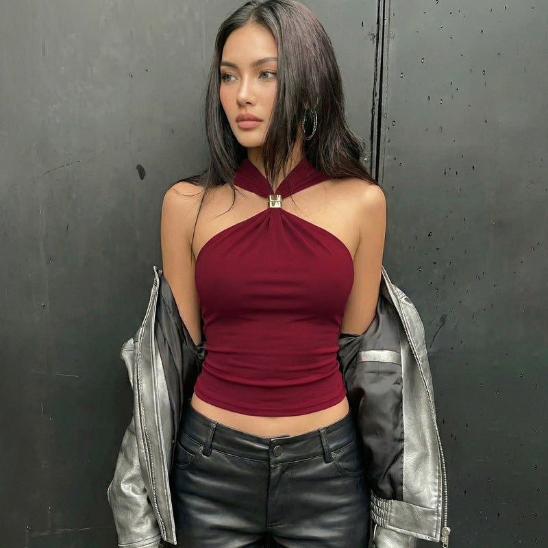Damen Elegantes Crop-Top mit innovativem Halterdesign EB