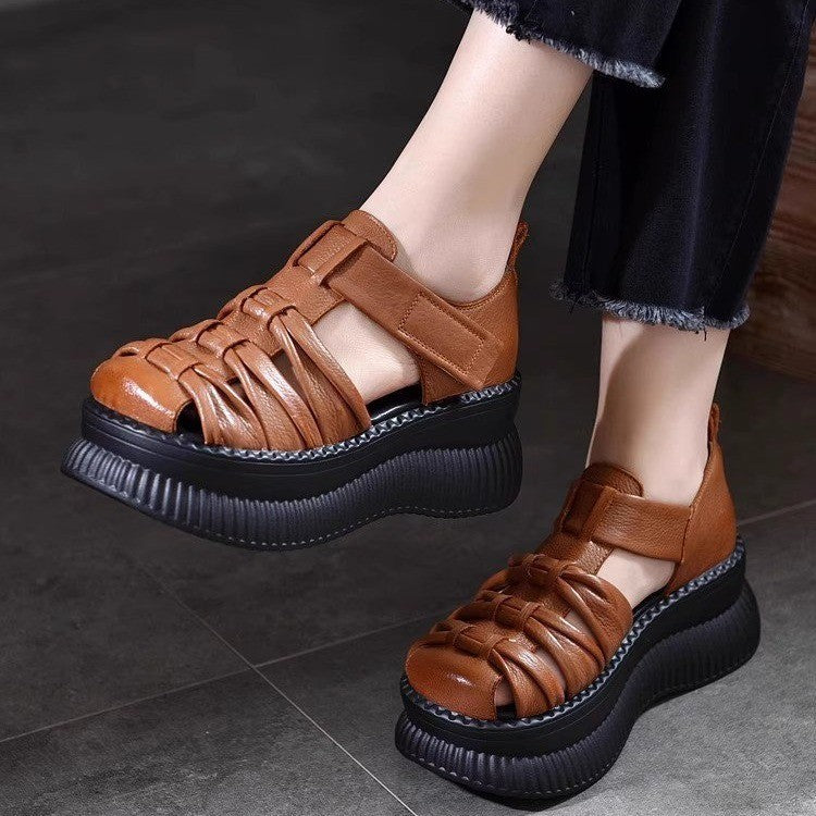 Damen Plateau-Sandalen mit modischem Riemchen-Design und rutschfester Sohle EB