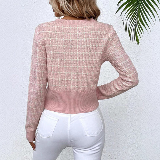 Damen eleganter Cardigan mit strukturiertem Gewebe und dekorativen Knöpfen EB