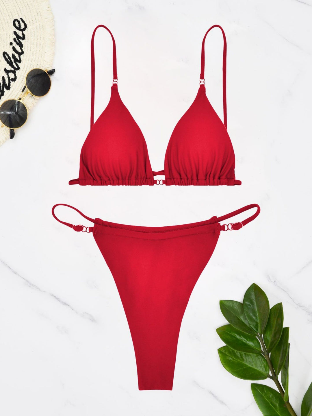 Damen Triangel-Bikini-Set mit verstellbaren Trägern und figurformender Passform EB
