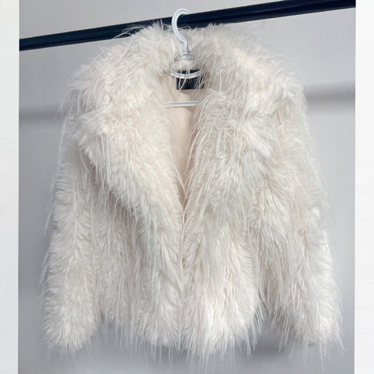 Damen Eleganter Kunstfellblazer mit breitem Kragen EB
