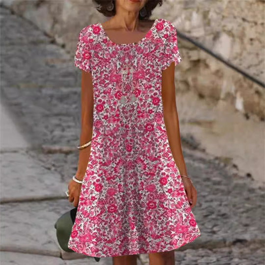 Damen lässiges Sommerkleid mit modernen Mustern und femininem Schnitt EB