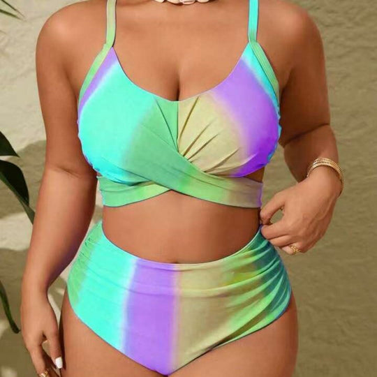 Damen Bikini-Set mit modischer Wickeloptik und hohem Bund EB