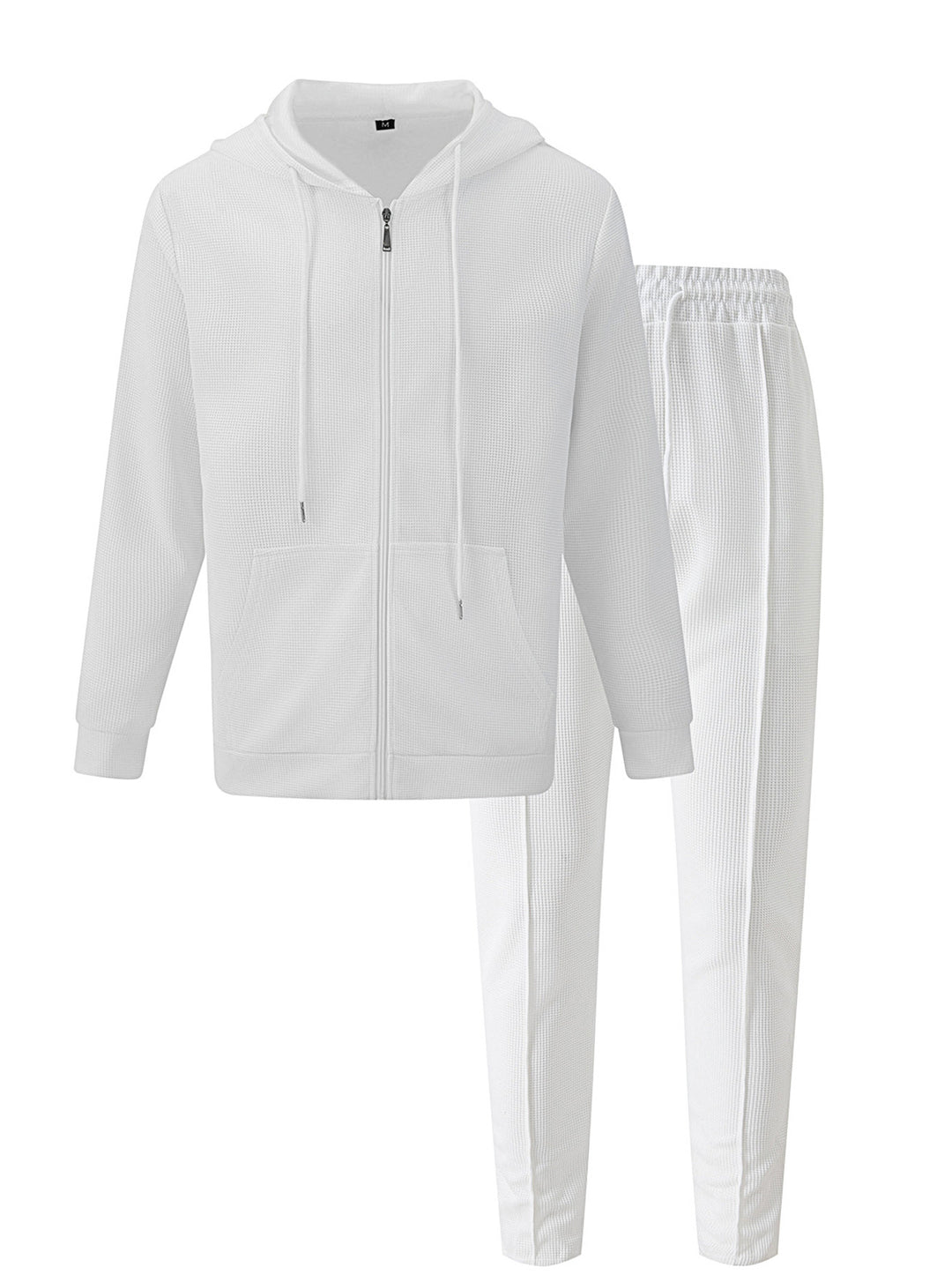 Herren nan Waffelstruktur-Jogginganzug mit Kapuzen-Zipjacke und konisch geschnittener Jogginghose EB