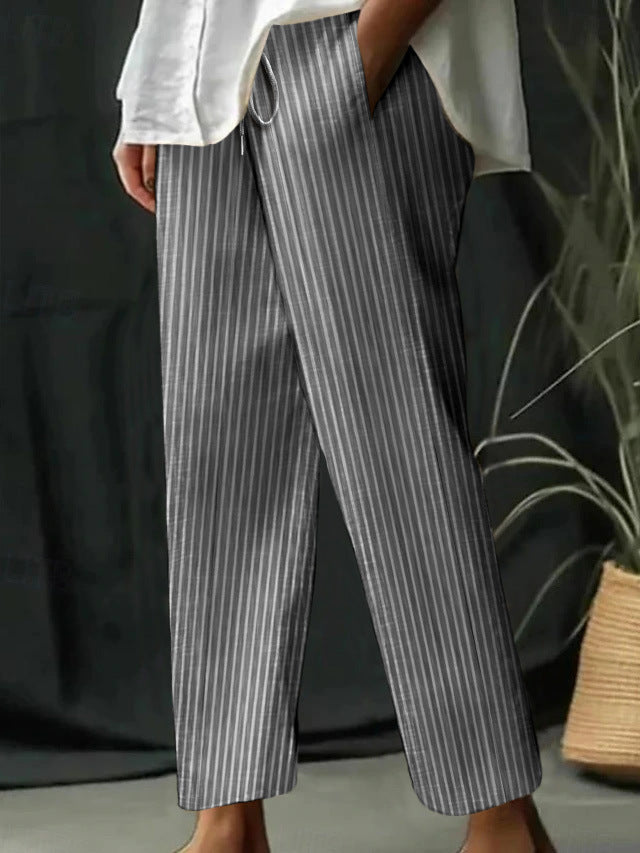 Damen Freizeithose mit gestreiftem Design und komfortablem Bund EB
