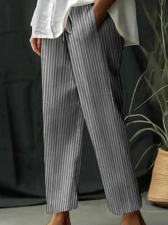 Damen Freizeithose mit gestreiftem Design und komfortablem Bund EB
